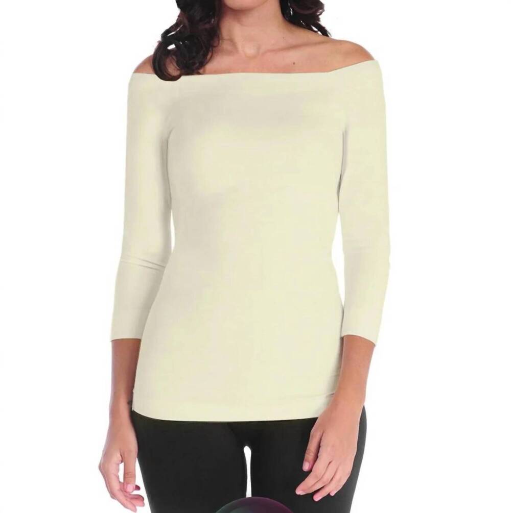 NEW TEES BY TINA off shoulder 3/4 sleeve top in cream
